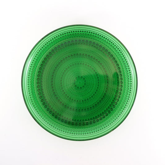 2 pcs, Green Glass Plates Kastehelmi – Oiva Toikka, Iittala