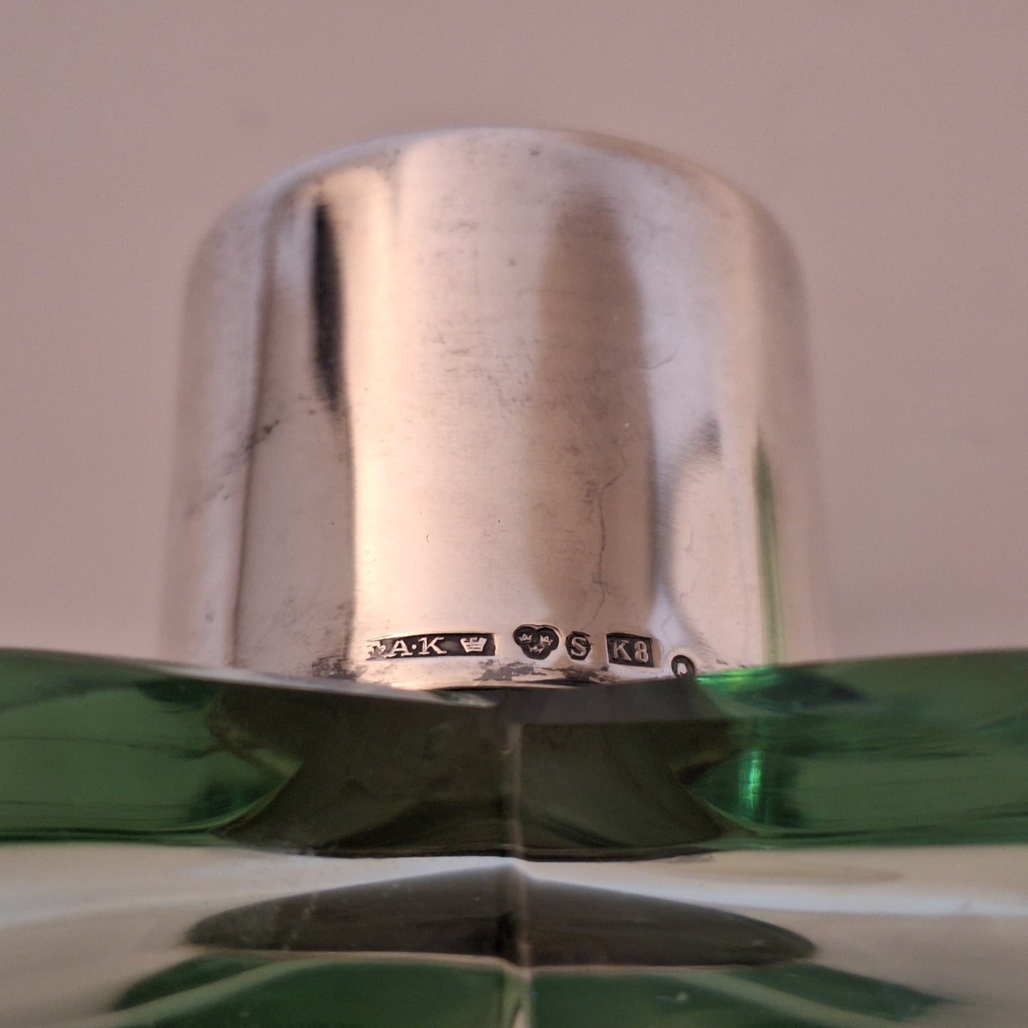 Silver Mounted Vintage Decanter in Green Glass – Art Deco – 1930s – Sweden, Scandinavia